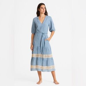 Roller Rabbit Dress Women's Size XS Valonia cottagecore‎ Blue Gingham White